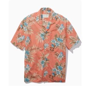 American Eagle Outfitters Coral Floral Button-Down Shirt